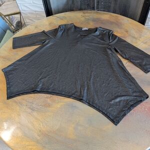 Masseys Shimmering Black Top Stretch Tunic Size L